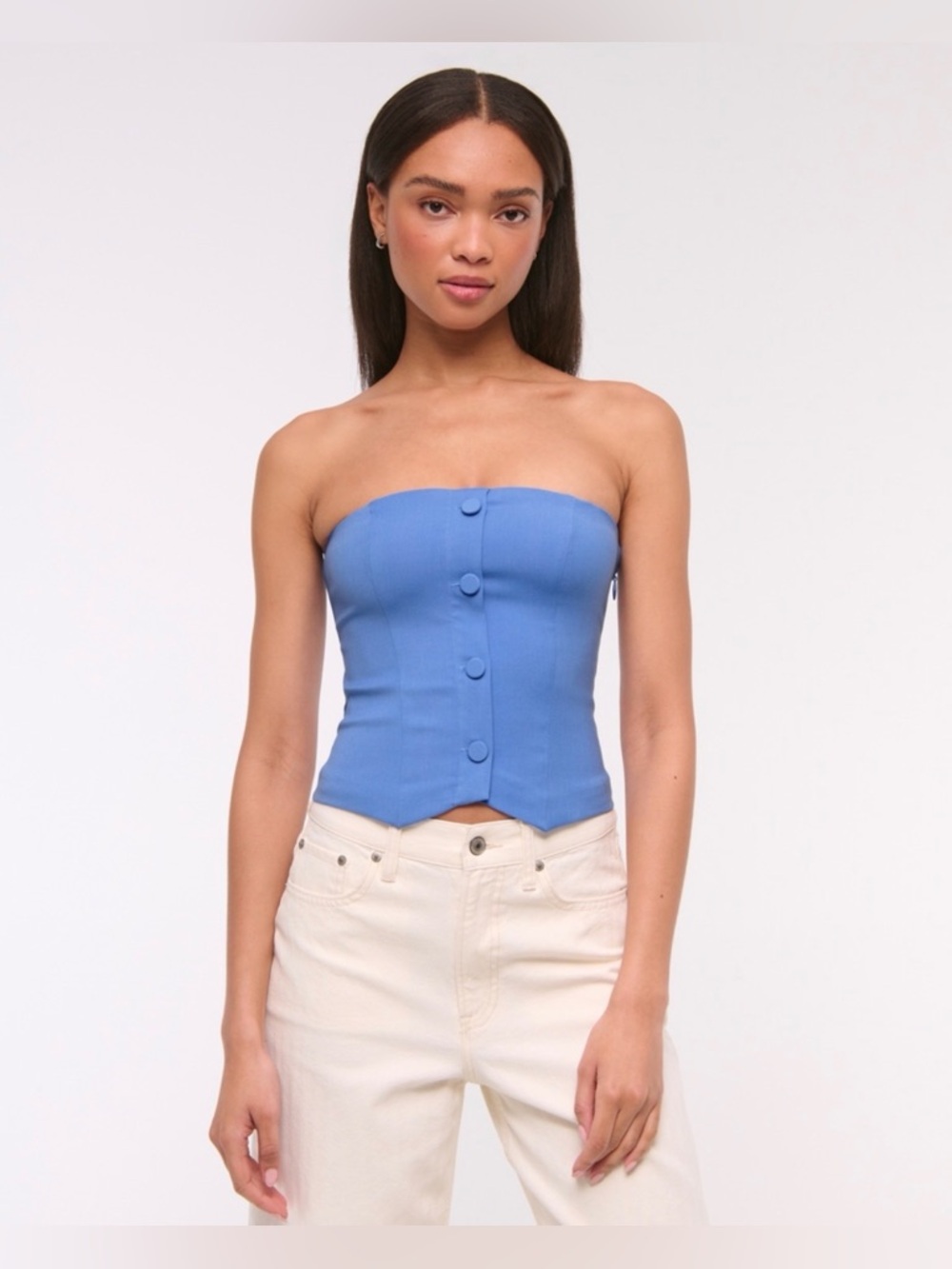 Abercrombie & Fitch Strapless Cropped Tailored Vest